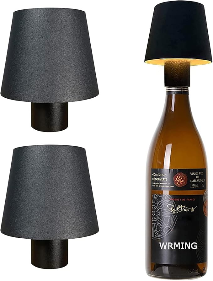 Lámpara de botella de vino recargable LED negro